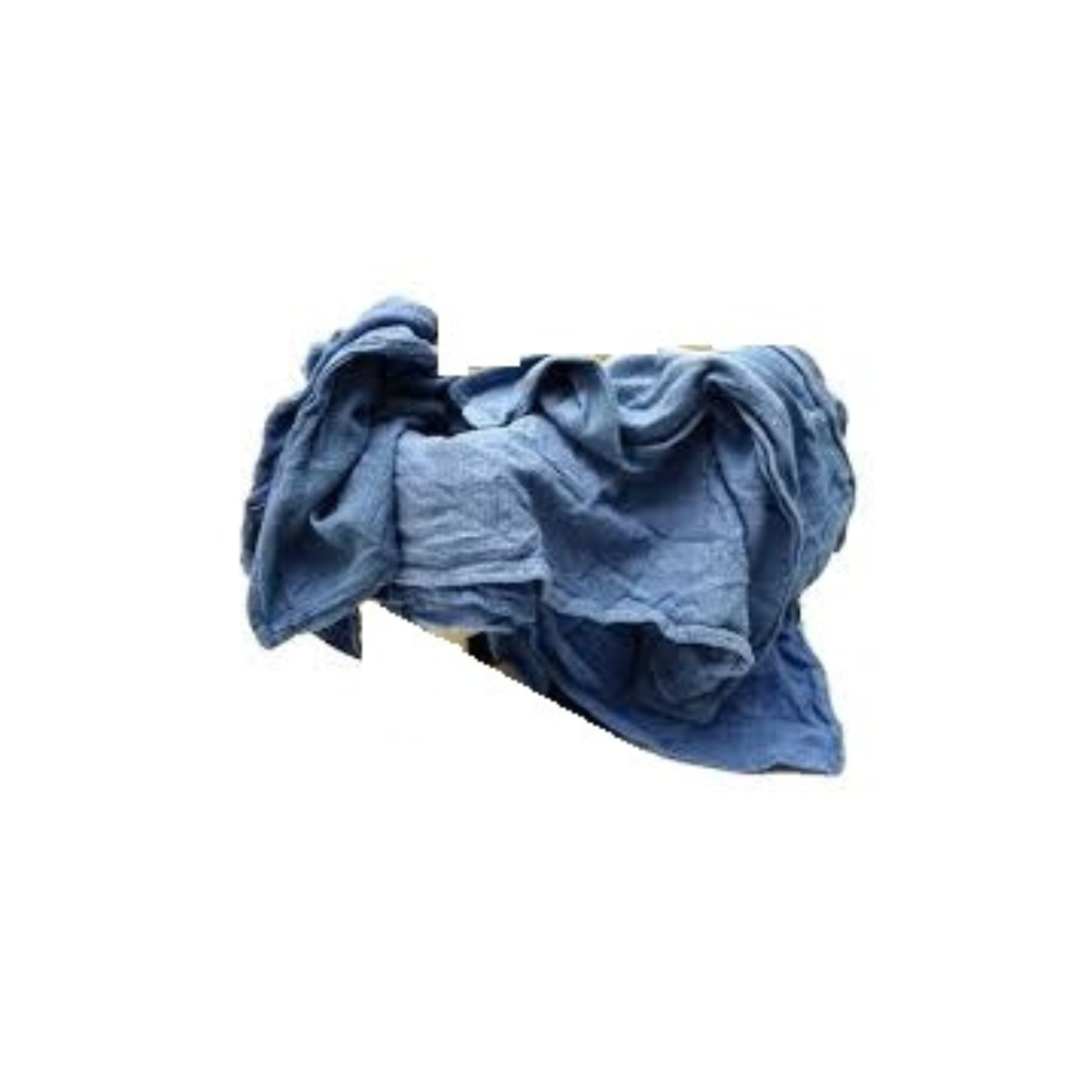 Pile of blue cotton huck towels on a white background.
