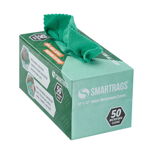 box of green smart rags on a white background
